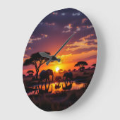 African Sunset Majesty Wall Clock Große Wanduhr (Winkel)