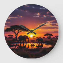 African Sunset Majesty Wall Clock Große Wanduhr