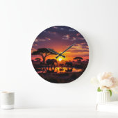 African Sunset Majesty Wall Clock Große Wanduhr (Zuhause)