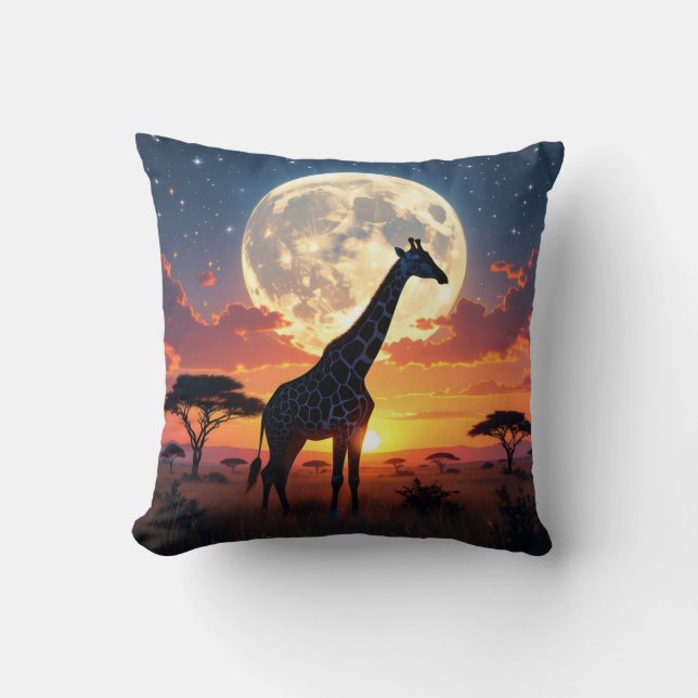 African Sunset Moon Giraffe & African St Mkt Pillo Kissen (Vorderseite)