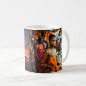 African Sunset Moon Giraffe & African Street Marke Kaffeetasse (VorderseiteRechts)