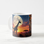 African Sunset Moon Giraffe & African Street Marke Kaffeetasse (Vorderseite Links)
