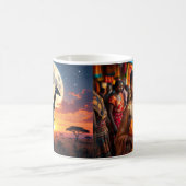 African Sunset Moon Giraffe & African Street Marke Kaffeetasse (Mittel)