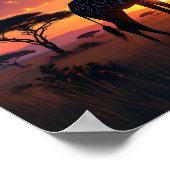 African Sunset Moon Giraffe Poster (Ecke)