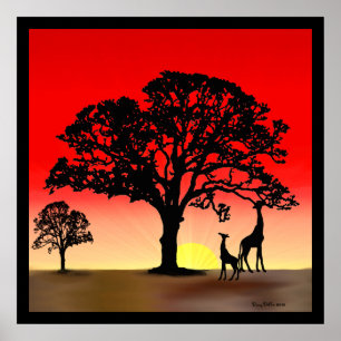 African Sunset Poster Print