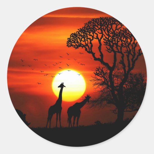 African Sunset Round Sticker (Vorderseite)