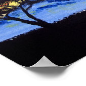 African Sunset Safari Animal Silhouette Malerei Poster (Ecke)