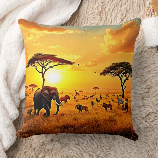 African Sunset Safari Majestät Design Kissen (Decke)