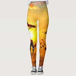 African Sunset Safari Majestät Design Leggings