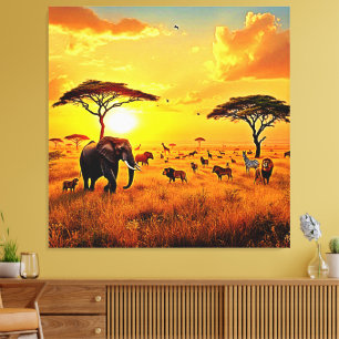 African Sunset Safari Majestät Design Leinwanddruck