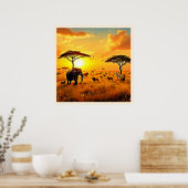 African Sunset Safari Majestät Design Poster (Küche)