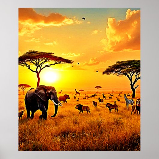African Sunset Safari Majestät Design Poster (Vorne)
