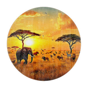 African Sunset Safari Majestät Design Schneidebrett