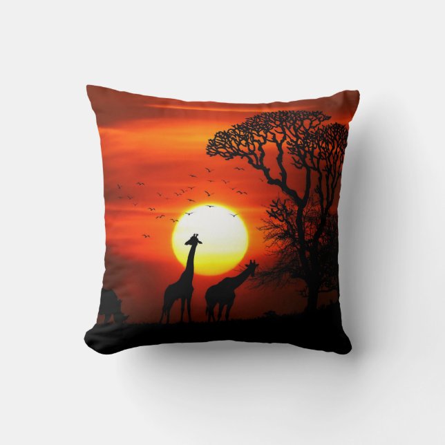 African Sunset Throw Pillow Kissen (Vorderseite)