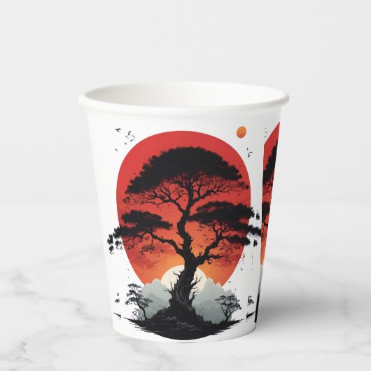 African Sunset Tree Pappbecher (Vorderseite)
