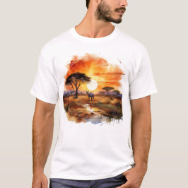 African Sunset Zebra Wildlife - Savannah Lands T-Shirt