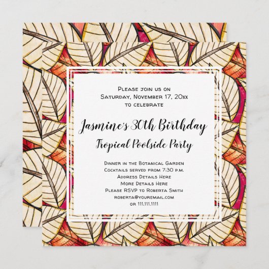 African Theme Tropical Pool oder Beach Party Einladung (Vorne/Hinten)