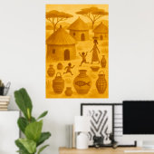 African Traditional Village – Tribal Heritage Poster (Heimbüro)
