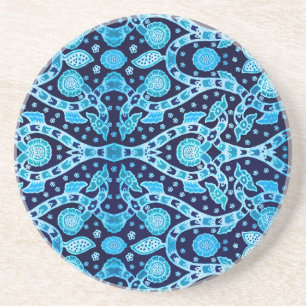 African Tribal Batik Blue Getränkeuntersetzer
