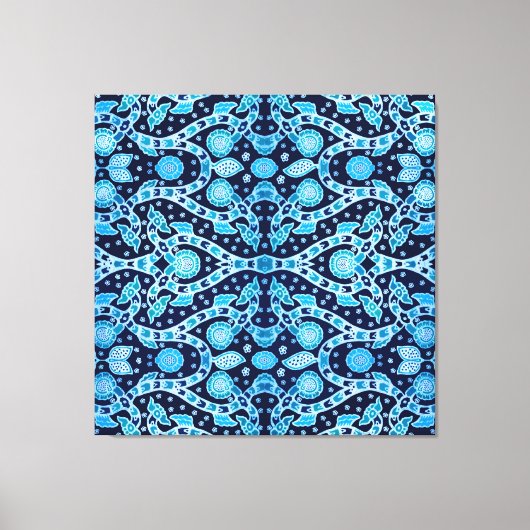 African Tribal Batik Blue Leinwanddruck (Vorderseite)