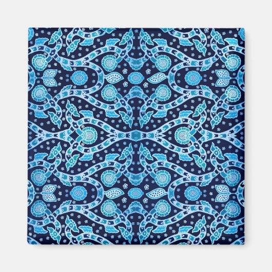 African Tribal Batik Blue Magnet (Vorne)
