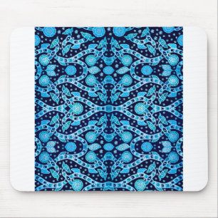 African Tribal Batik Blue Mousepad