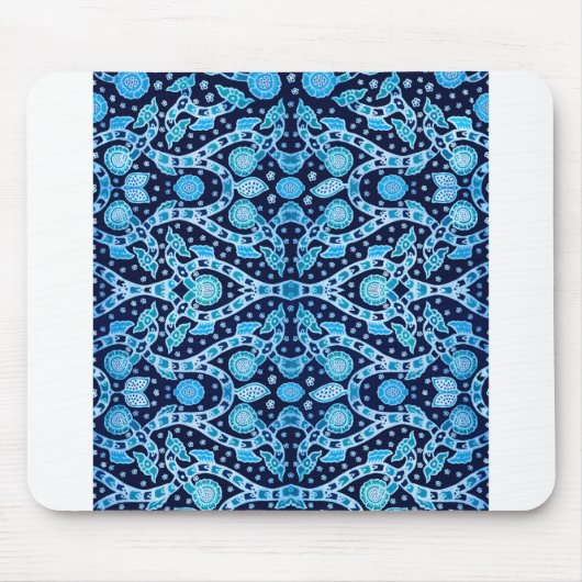 African Tribal Batik Blue Mousepad (Vorne)