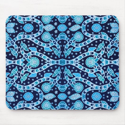 African Tribal Batik Blue Mousepad (Vorne)