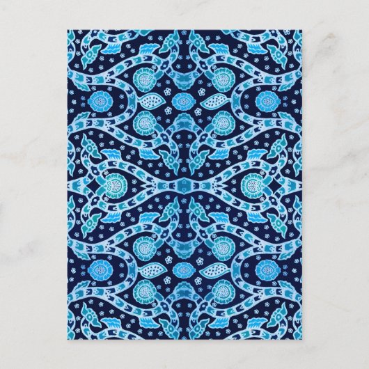 African Tribal Batik Blue Postkarte (Vorderseite)
