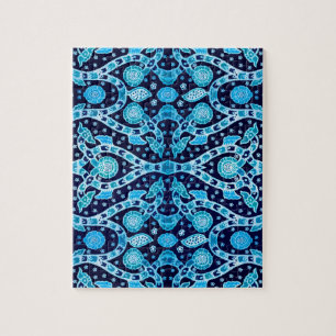 African Tribal Batik Blue Puzzle