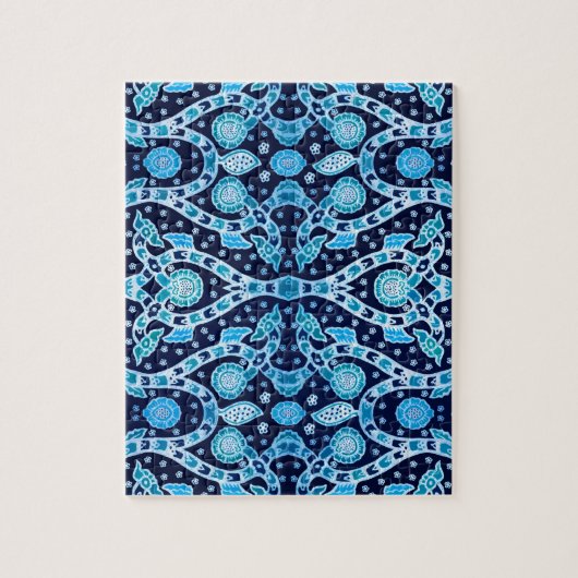 African Tribal Batik Blue Puzzle (Vertikal)