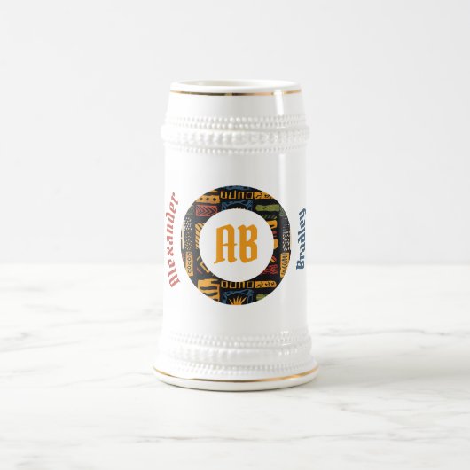 African Tribal Block Stein Bierglas (Mittel)