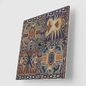 African Tribal Contemporary Collage Quadratische Wanduhr (Winkel)