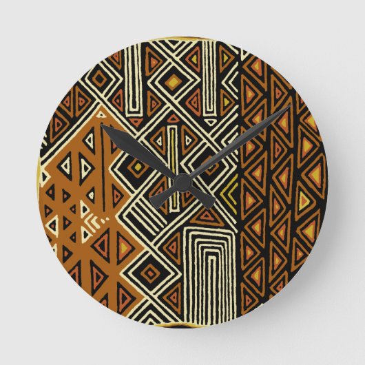 African Tribal Kuba Design Runde Wanduhr (Vorderseite)