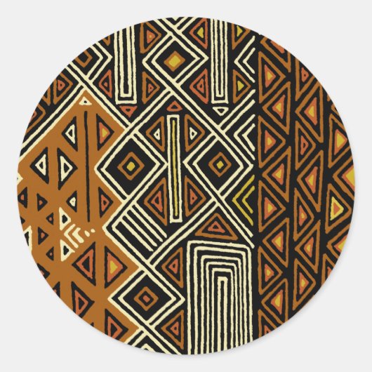 African Tribal Kuba Design Runder Aufkleber (Vorderseite)