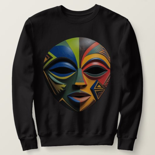 African Tribal Mask Cubism Abstract Sweatshirt (Design vorne)