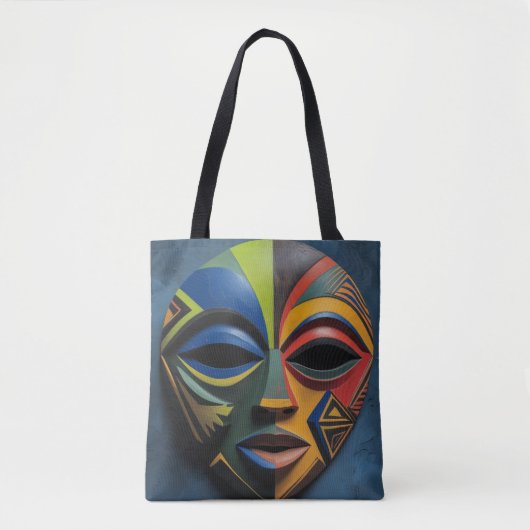 African Tribal Mask Cubism Abstract Tasche (Vorderseite)