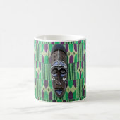 African Tribal Mask Green Blue Lila Coffee Tasse (Mittel)