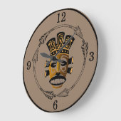 African Tribal Mask Große Wanduhr (Winkel)