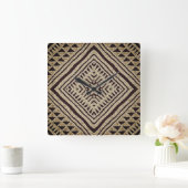 African Tribal Mud Cloth Motif   Quadratische Wanduhr (Zuhause)