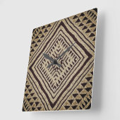 African Tribal Mud Cloth Motif   Quadratische Wanduhr (Winkel)