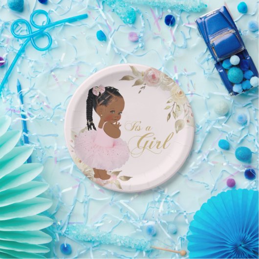 African Tutu Baby Girl Baby Shower Paper Plate Pappteller (Party)