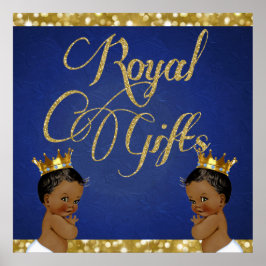 African Twin BOYS |Gold Glitzer Royal Gifts Sign Poster