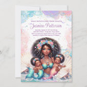 African Twin Mermaid Baby Shower Einladung (Vorderseite)