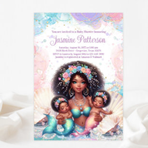 African Twin Mermaid Baby Shower Einladung