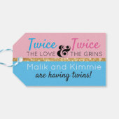 African Twins Princess Pink/Blue Glitzern Geschenkanhänger (Rückseite Horizontal)