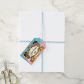 African Twins Princess Pink/Blue Glitzern Geschenkanhänger (Mit Garn)