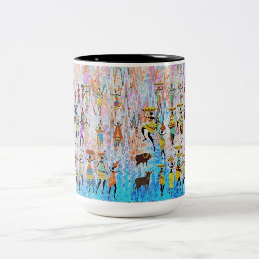 African Village Zweifarbige Tasse (Mittel)