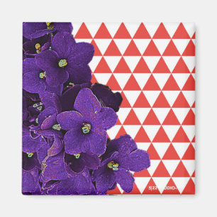 African Violet Red Pyramid Magnet