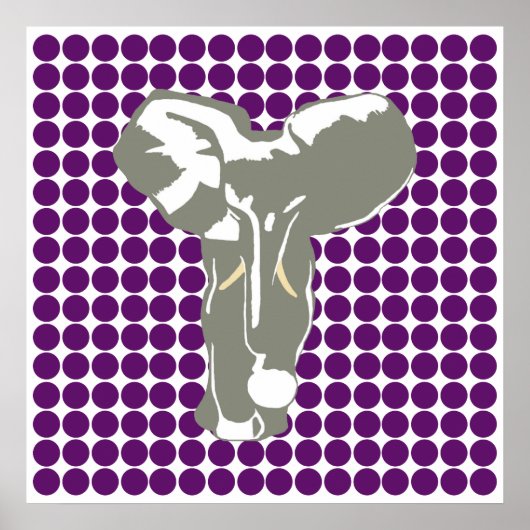 African Violet Safari Dot mit Pop Art Elephant Poster (Vorne)